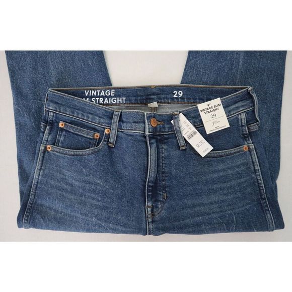 J.Crew BA610 Women's Sz 29 Blue 9" Mid-Rise Vintage Slim Straight Jeans $128 - Picture 3 of 5